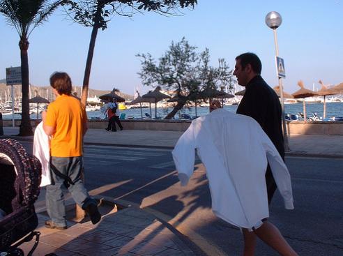 Walking our shirts over to the neighbors’ condo to borrow their ironing board.