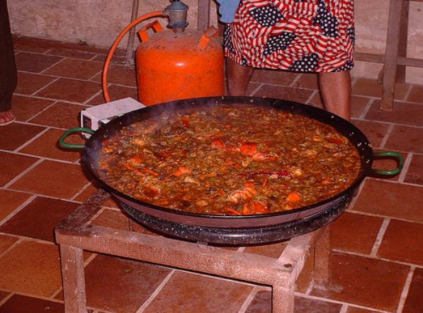 Serious paella. Note the host’s American flag apron, which he somehow acquired and wore just for us.